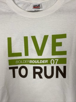 Bolder to Boulder 2007 T Shirt Sz XL White 5K Running Race Live to Run Colorado