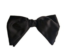 Vintage 50s Black Satin Clip On Bow Tie Royal Rust Brand Classic Formal Wear
