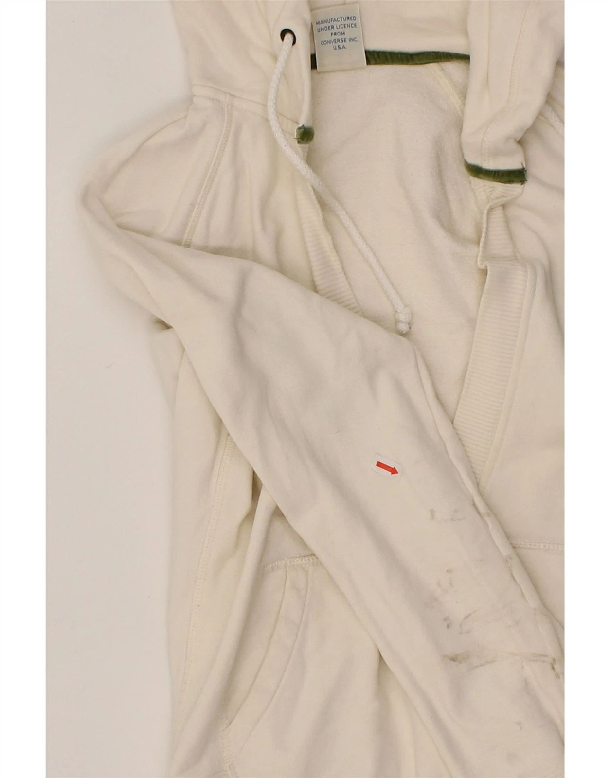 OFF WHITE CONVERSE maglione donna grafico con cappuccio UK 12 medio bianco sporco cotone CH12