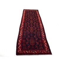3x13 Handmade Turkish Vintage Geometric Maroon Wool Runner Rug  1970  SHR325