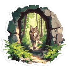 Wolf Walking Thru Cave - Vinyl Decal Sticker - Car Window Laptop - 51 Wolf Walking Thru Cave - Vinyl Decal Sticker - Car Window Laptop - 51