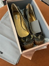 NEW Miu Miu Ballet Flats Size 41 US 10.5 Craquelle Old Nerorovere Black Leather