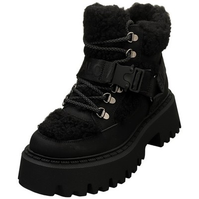 Buffalo Aspen Com Mid Warm Vegan Womens Fashion Boots in Black - 10 US