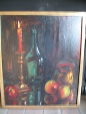 TABLEAU MODERNE NATURE MORTE ACRYLIQUE SIGNE M.DEWEZ ENCADRE