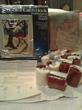Vintage VOGART CRAFTS latch hook kit 18 24 Barn In Winter 4814 USA open box