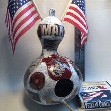 hand painted And Decorated Bird House Gourd / Marine Theme By Gary Clark 