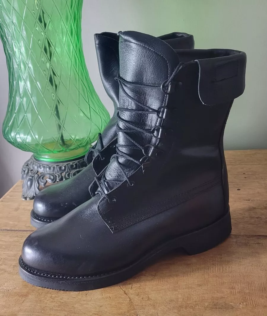 Vintage 90s Military Jump Boots Field Combat Black Leather Ladies 7.5 Never  Used