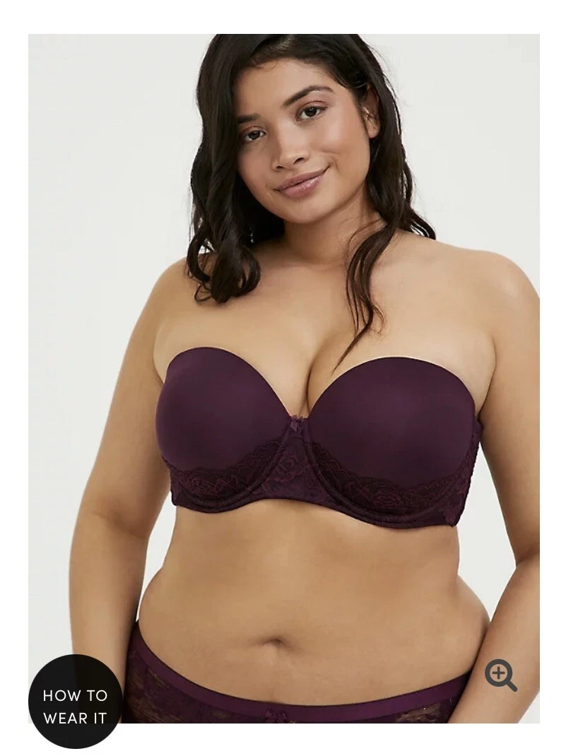 NWT TORRID Grape PURPLE Microfiber & LACE PUSHUP Multiway