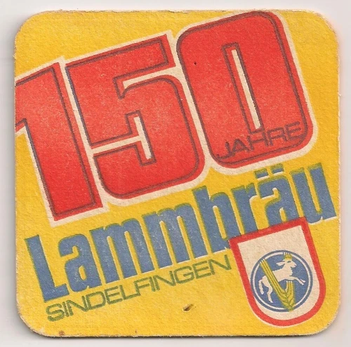 Lammbräu, Sindelfingen - old beer mat "150 years" from 1973