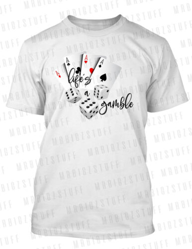 Big & Tall Life's A Gamble Sport Graphic Playing Cards Tee Shirt Pro Club Shaka - Picture 2 of 9