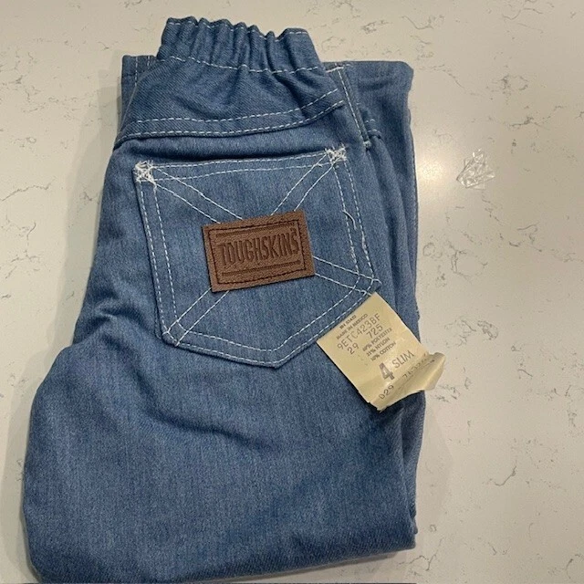 De Colección Toughskins Niños 4 Vaqueros Slim Denim Vintage Años 70-80 Azul Pantalones Nuevos con Etiquetas Foto 2 de 4