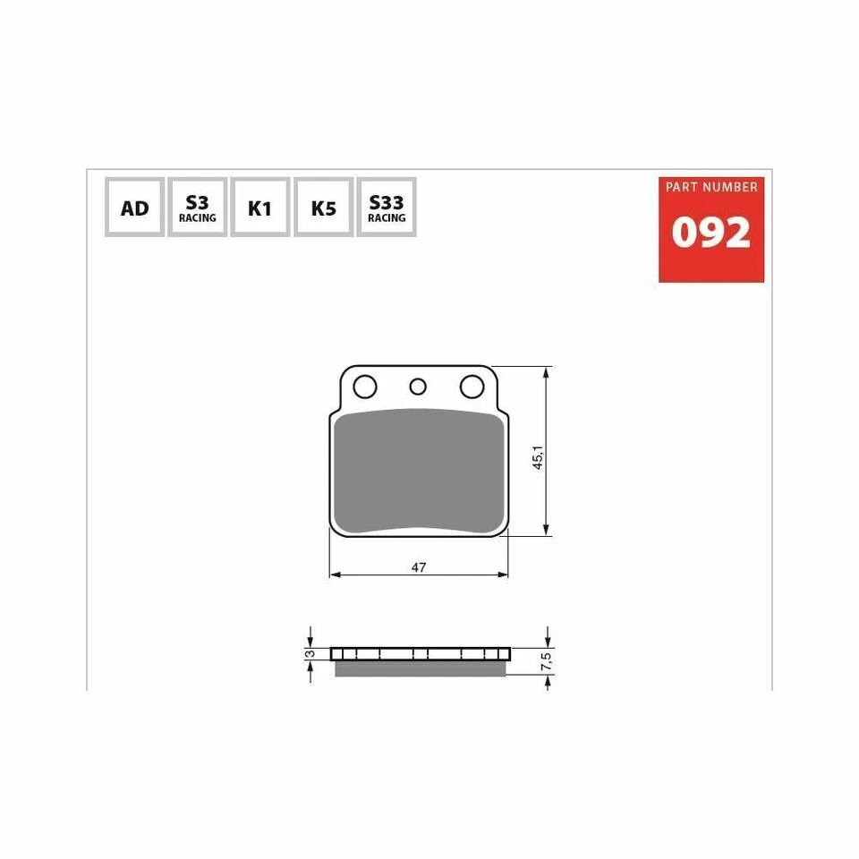 Kawasaki Four Whelers KFX400 '03-05 Brake Pads GOLDfren 007S33-x2-092K5 - Изображение 3 из 4
