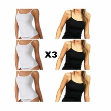 Canottiere donna microfibra 3pz bianco nero canottiera top intima spalla stretta