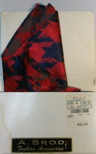 1980s Hankie Red Houndstooth handkerchief ROYAL Blue DEADSTOCK PROM