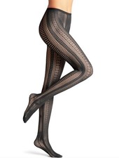 FALKE SHADOW GAME KNIT TIGHTS BLACK SIZE MEDIUM NWT