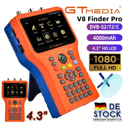 MARKENLOS Buscador de satélites profesional GTMEDIA V8 SATFINDER DVB-S/S2/S2X, 4.3" LCD