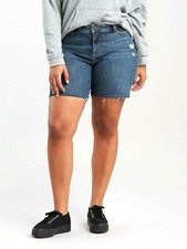 Levi's women's cut off distressed Jean Shorts - plus size 22W - Blue denim