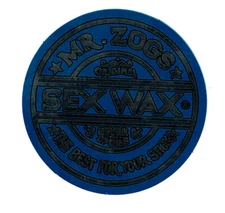 MR ZOGS SEX WAX Blue Metallic Sticker Decal 3"x3"..Surf Skateboard Surfing Zoggs