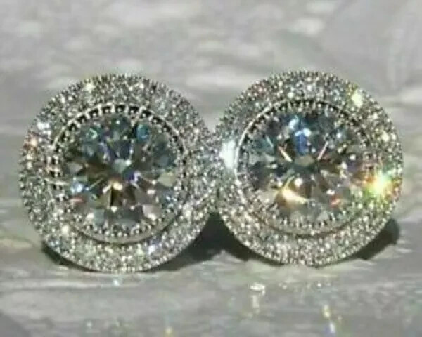 Stud Earrings 2.50CT Moissanite Earrings 14K White Gold Plated