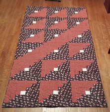 NEW Patriotic log Cabin red/white/blue Lap Quilt 41 x 82 American Flag Americana