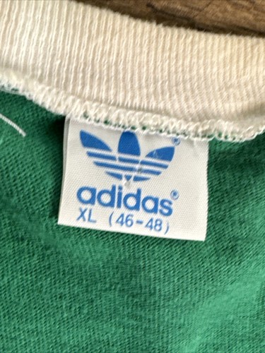 Vintage Adidas Striped V Neck T-Shirt Size Adult XL Green White Preowned Tee - Picture 7 of 17