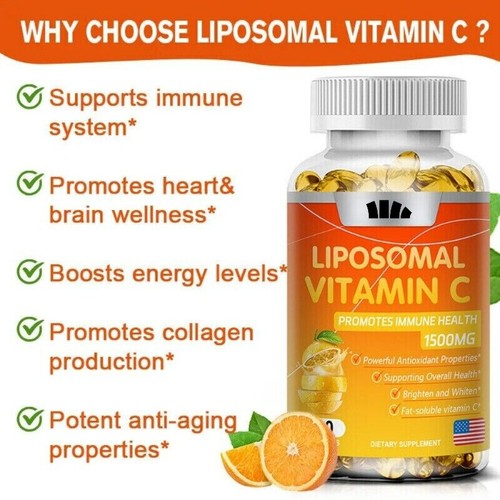 Liposomal Vitamin C 1500mg -30/60/120 Capsules - High Absorption Supplements - Picture 2 of 5