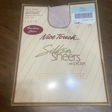 Vtg Sears Nice Touch Silken Sheers Floral Peach Pantyhose Size Tall New 20Denier