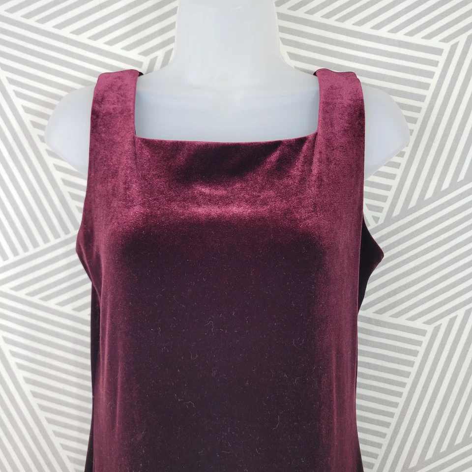 Vestido sin Mangas Vintage Años 90 Terciopelo Talla 8/10 Largo Alt Romántico Rojo Sangre Bruja Grunge Foto 3 de 4