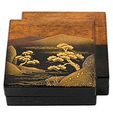 Antique Kokutan Kogo Incense Container by Issai Chahira Japanese Tea Ceremony Bo