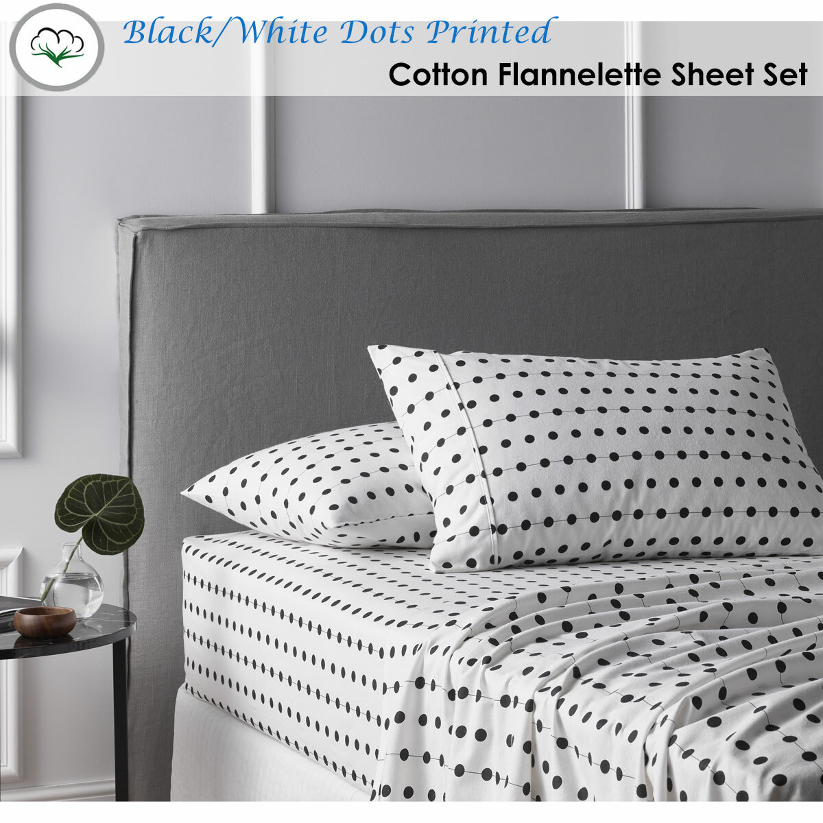 Black/White Dots Printed Cotton 