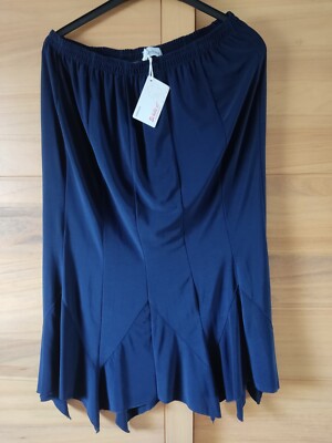 Jupe Femme Noire évasée - Taille 50/52, Longueur 86 Cm, Polyester, Neuve Avec étiquettes