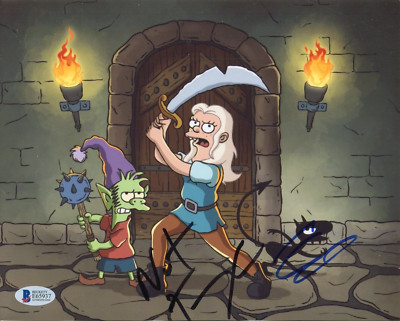 Eric Andre Nat Faxon Elfo Lucy Disenchantment Signed Autograph Photo Beckett BAS