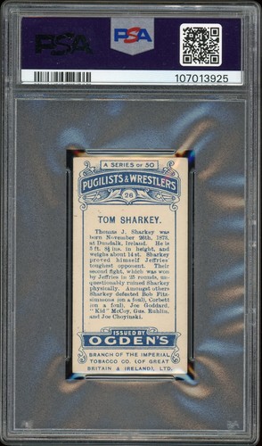 1908 Ogden's Pugilists & Wrestlers Cream Back Tobacco Tom Sharkey #28 PSA 3 - Picture 2 of 2