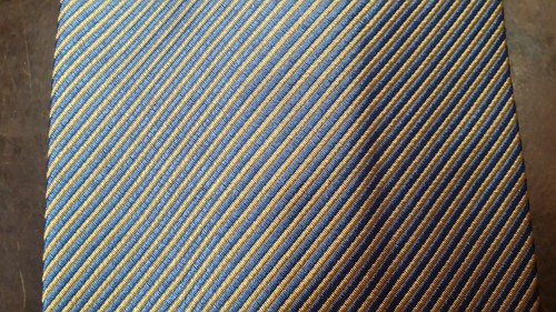 WEATHERPROOF BLUE YELLOW PIN STRIPE SILK DESIGNER MENS TIE FREE SHIPPPING - Picture 2 of 3