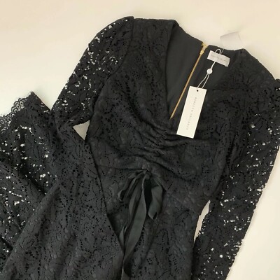 $625 Rebecca Vallance Le Saint Ruched Black Lace Dress Size 4 | eBay
