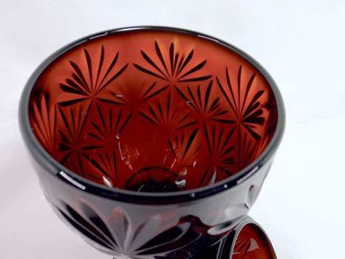 De Colección Rubí Rojo Arándano Corte Vidrio Huevo Tapa Caramelo Plato Compota Ventilador Forma Tarro - Imagen 7 de 8