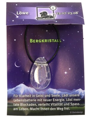 Sternzeichen LÖWE     Sternstein Bergkristall gebohrt am Lederband, Geschenk