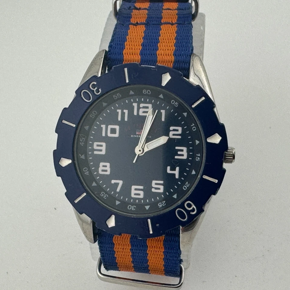 Reloj de Cuarzo US Polo Assn Mujer Plateado Azul Bisel Giratorio Analógico Batería Nueva Foto 2 de 4