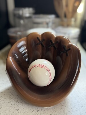 Baseball Glove Mitt And Ball Coin Piggy Bank Ceramic F.A.B. Starpoint MLB