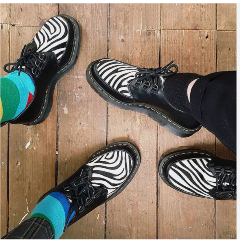 DR. MARTENS RAMSEY ZEBRA HAIR ON&LEATHER PLATFORM CREEPERS
