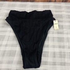 Aerie High Cut Cheeky Ribbed Bikini Bottom Size XS Black
