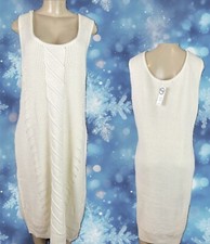 FTF +4 Eggshell Ribbed & Textured Knit Scoop Neck Below Knee Tank Sweater Dress