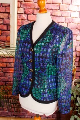 Vintage orig 90er Blazer Jacke Chiffon AUGUSTAT Sommerjacke elegant festlich 36 - Bild 1 von 4