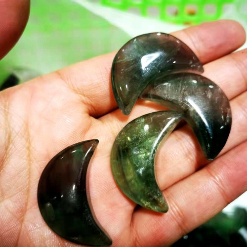 natural fluorite crystal moon polishing quartz carved healing 5pc - Picture 2 of 11
