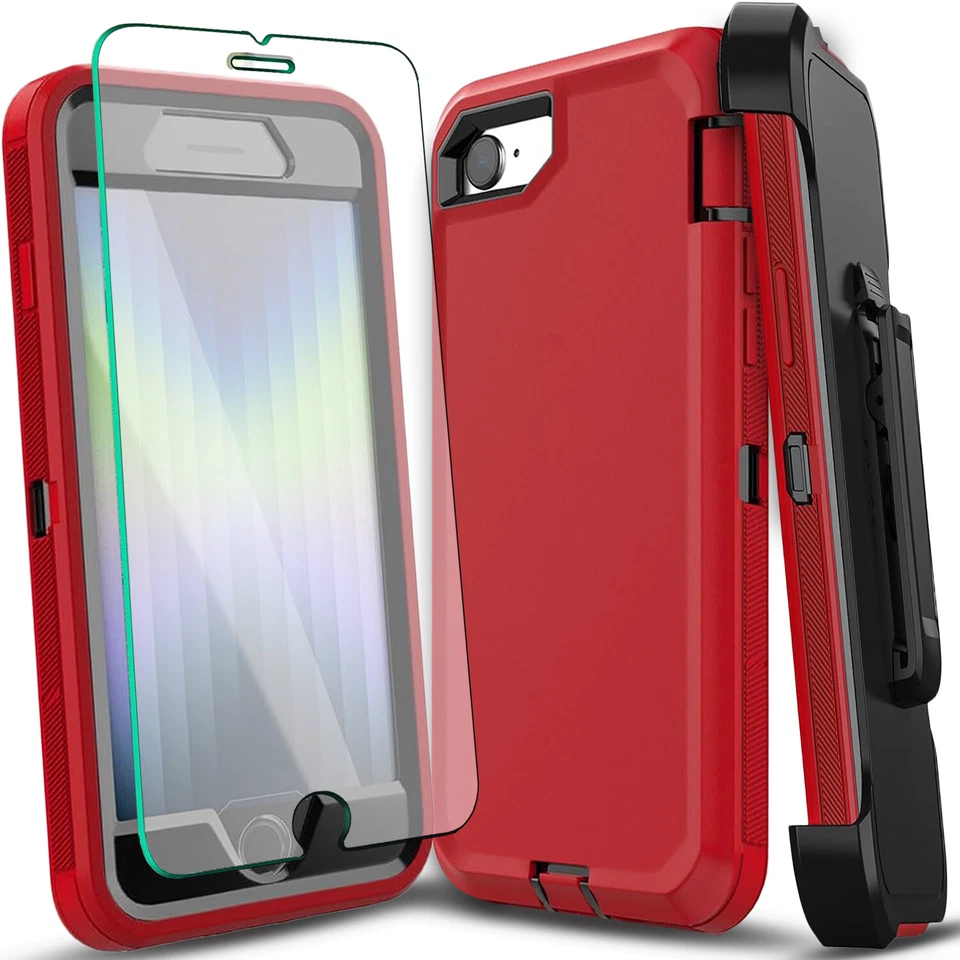 For iPhone SE 8 7 Plus 6S Case Phone Cover Heavy Duty Shockproof +Tempered Glass - Image 2 of 4