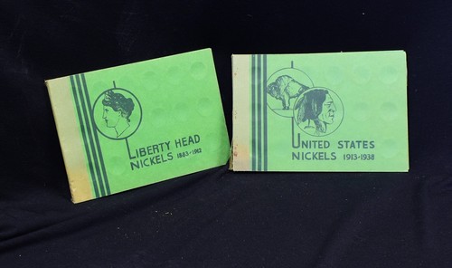 Lot of 2 Vintage Wayte Raymond Popular Albums, Liberty & Buffalo Nickels (F-09)