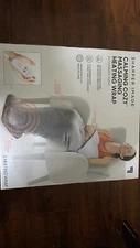Sharper Image Calming Cozy Massaging Heating Wrap Grey with Sherpa Lining