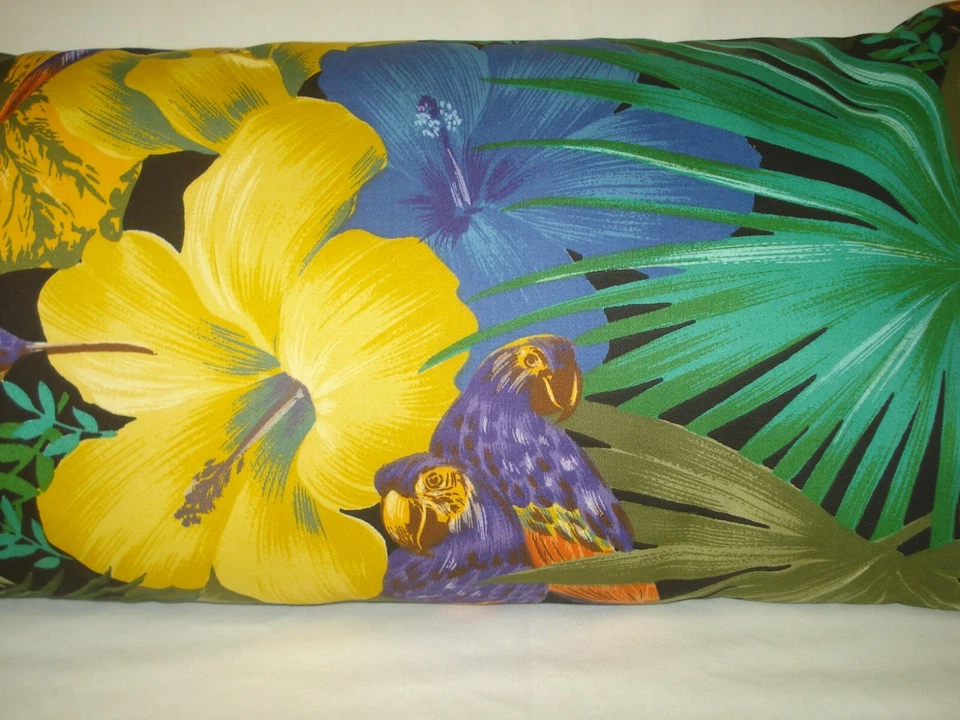 Funda de almohada decorativa con acento lumbar colibrí loros hibisco tropical 10x20 Foto 4 de 4