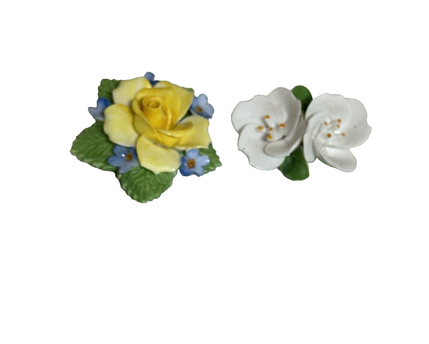 "English Denton Bone China Brooch Pins Delicate 2\" Pastel Floral Design lot of 2"