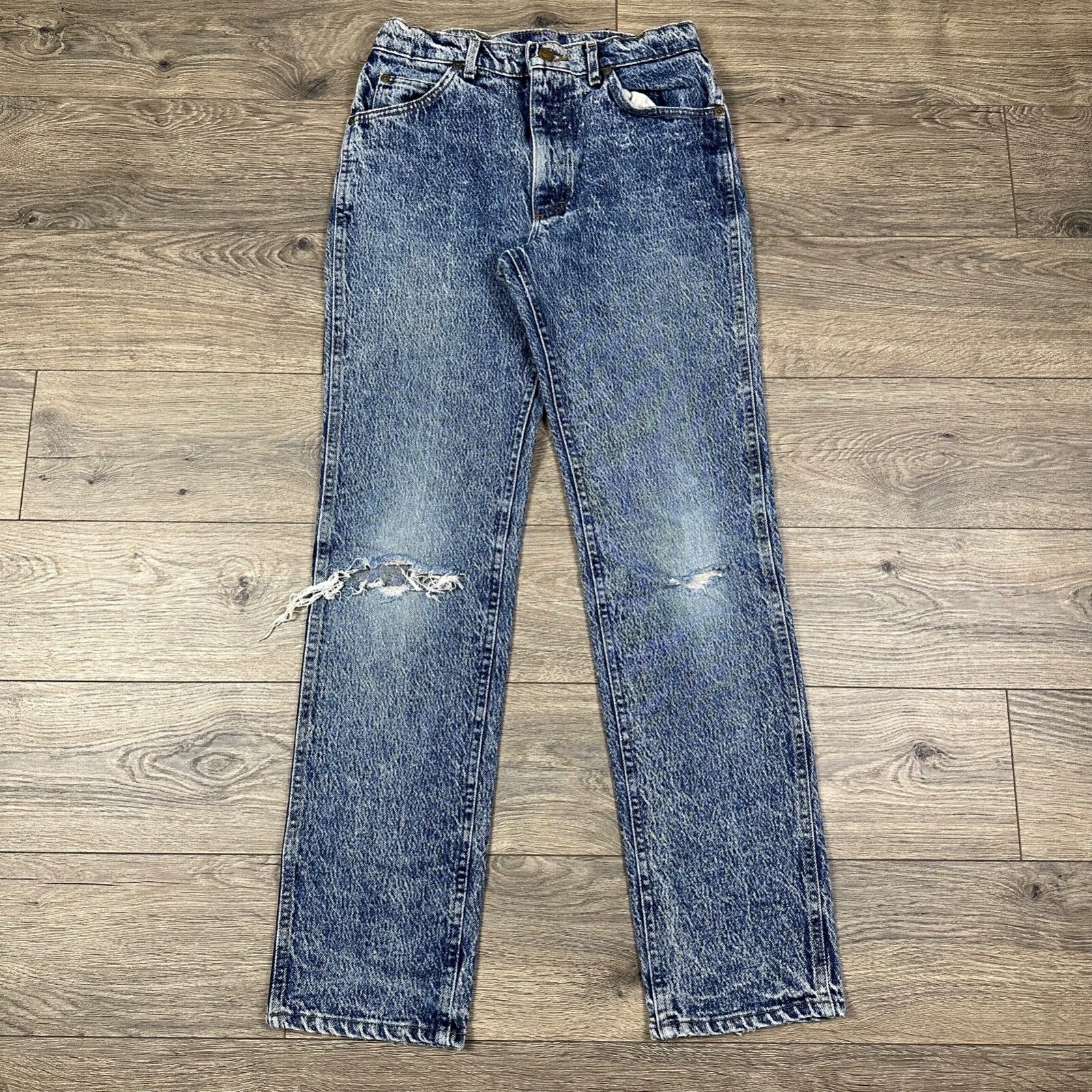 Vintage Lee Jeans Mens 30x32 Acid Wash Stone Wash Pants Blue Distressed